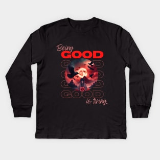 Being good is tiring! - Sasuke Kids Long Sleeve T-Shirt